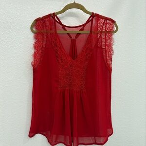 Red Lace Blouse